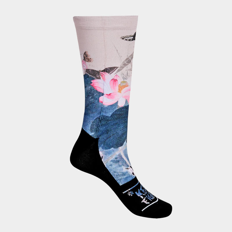 Buddha Stones Casual Lotus Flowers Leaves Butterfly Micro Crew Men Women Unisex Socks - image 7