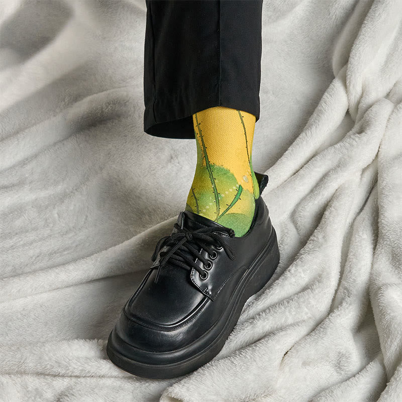 Buddha Stones Casual Beige Lotus Flowers Leaves Micro Crew Men Women Unisex Socks - image 6