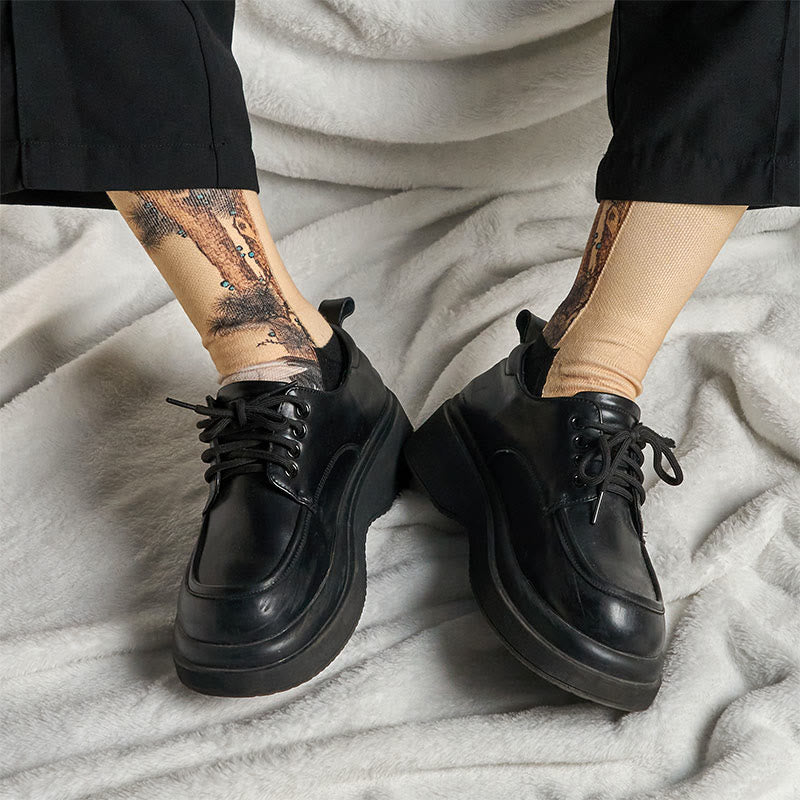 Buddha Stones Casual White Crane Pine Trees Mountains Micro Crew Men Women Unisex Socks - image 7