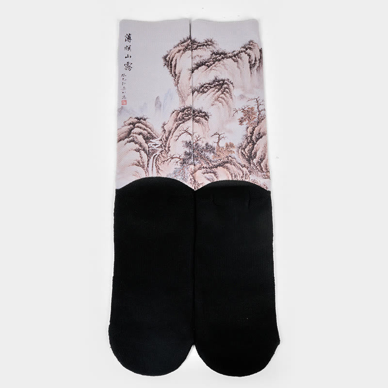 Buddha Stones Casual White Crane Pine Trees Mountains Micro Crew Men Women Unisex Socks - image 12