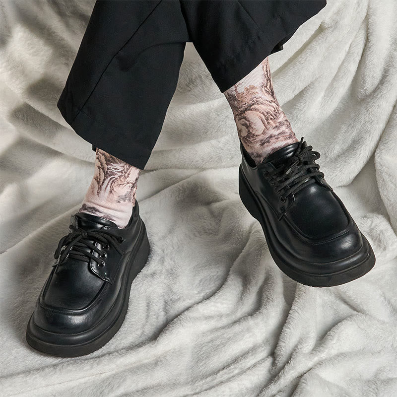 Buddha Stones Casual White Crane Pine Trees Mountains Micro Crew Men Women Unisex Socks - image 17