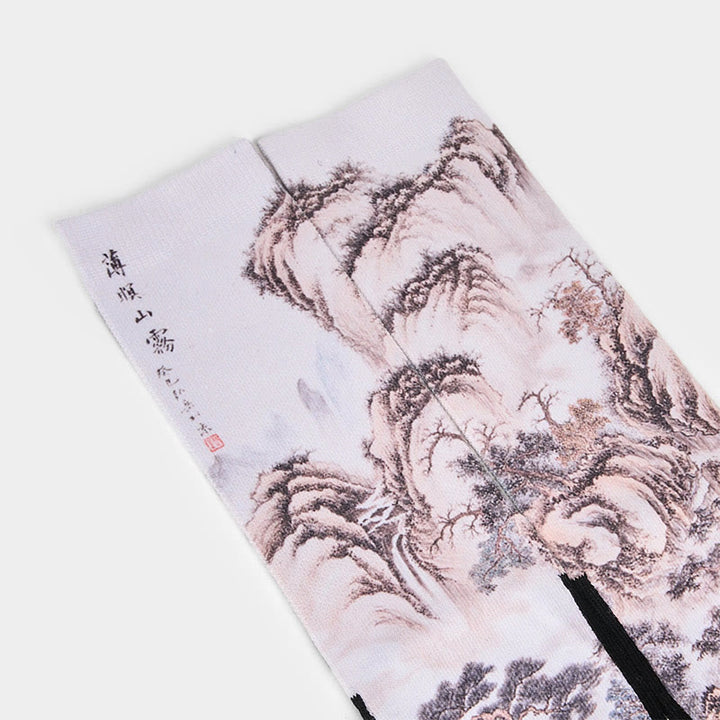 Buddha Stones Casual White Crane Pine Trees Mountains Micro Crew Men Women Unisex Socks - image 13