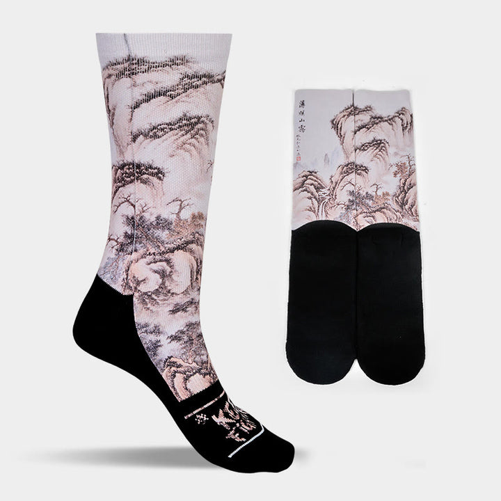 Buddha Stones Casual White Crane Pine Trees Mountains Micro Crew Men Women Unisex Socks - image 19