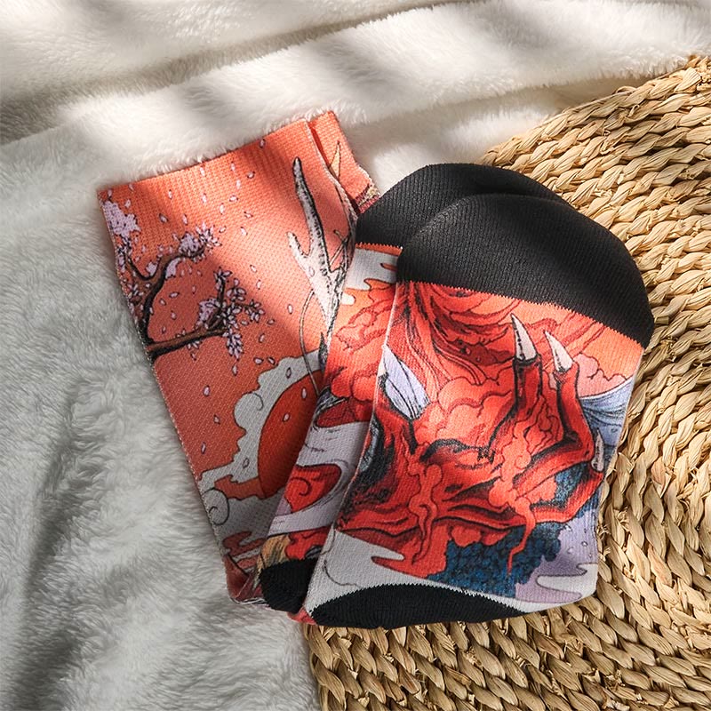 Buddha Stones Casual Red Dragon Volcano Sun Tree Mountains Micro Crew Men Women Unisex Socks - image 6