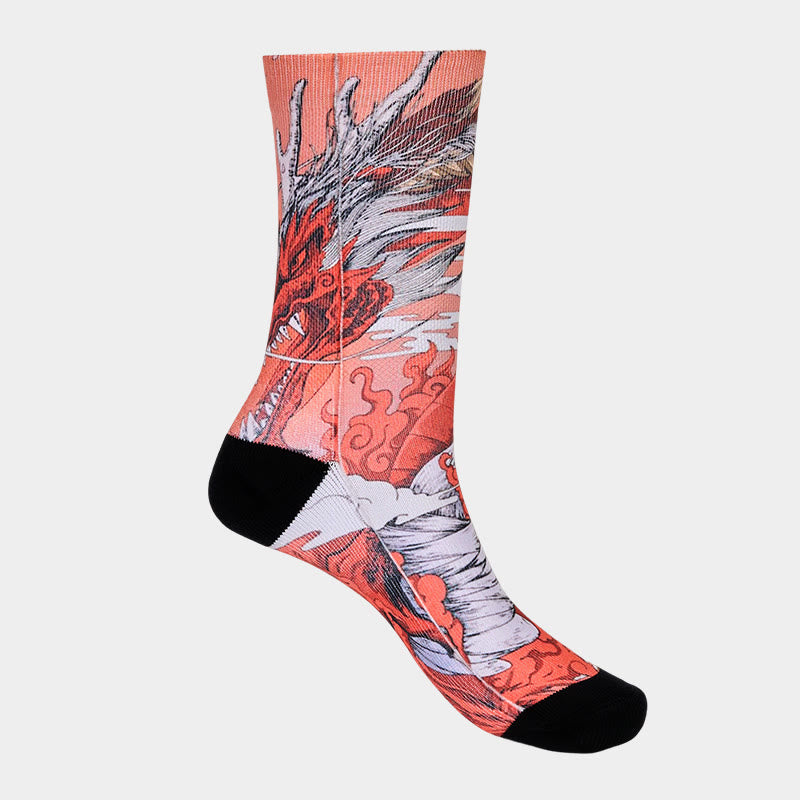 Buddha Stones Casual Red Dragon Volcano Sun Tree Mountains Micro Crew Men Women Unisex Socks - image 7