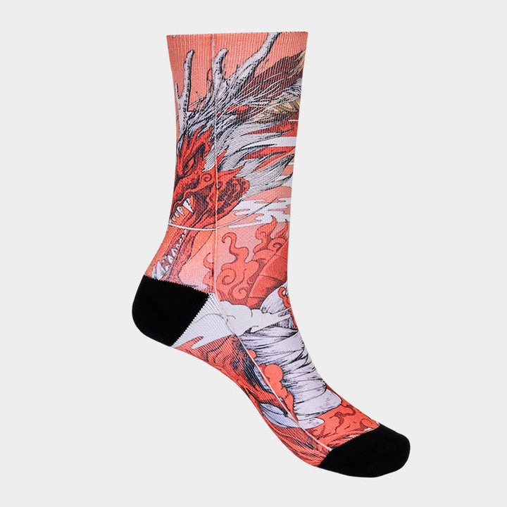 Buddha Stones Casual Red Dragon Volcano Sun Tree Mountains Micro Crew Men Women Unisex Socks - image 7