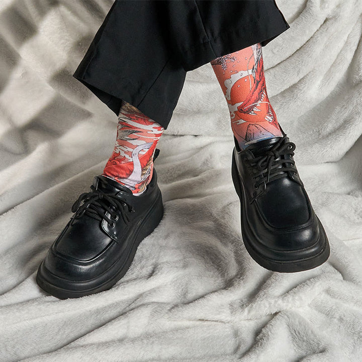 Buddha Stones Casual Red Dragon Volcano Sun Tree Mountains Micro Crew Men Women Unisex Socks - image 5