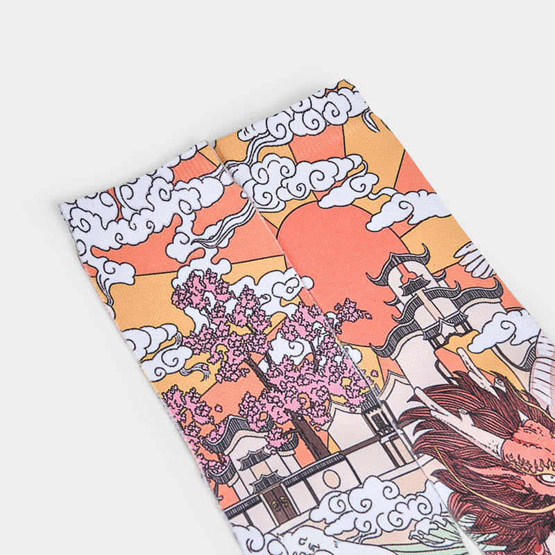 Buddha Stones Casual Dragon Clouds Sun Waves Micro Crew Men Women Unisex Socks - image 2