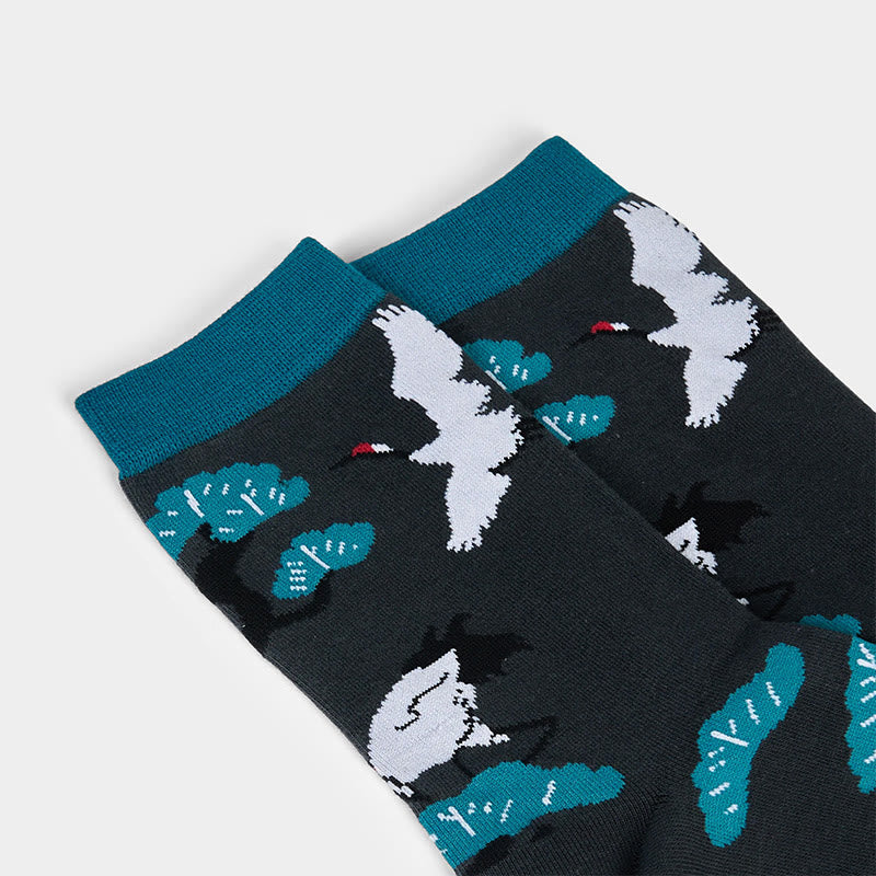 Buddha Stones "Create Yourself" White Crane Pine Tree Women's Socks Includes Gift Message Card - image 5