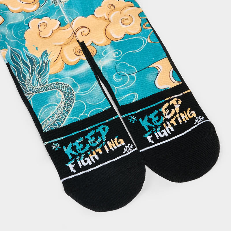 Buddha Stones Casual Dragon Auspicious Clouds Design Micro Crew Men's Socks - image 3