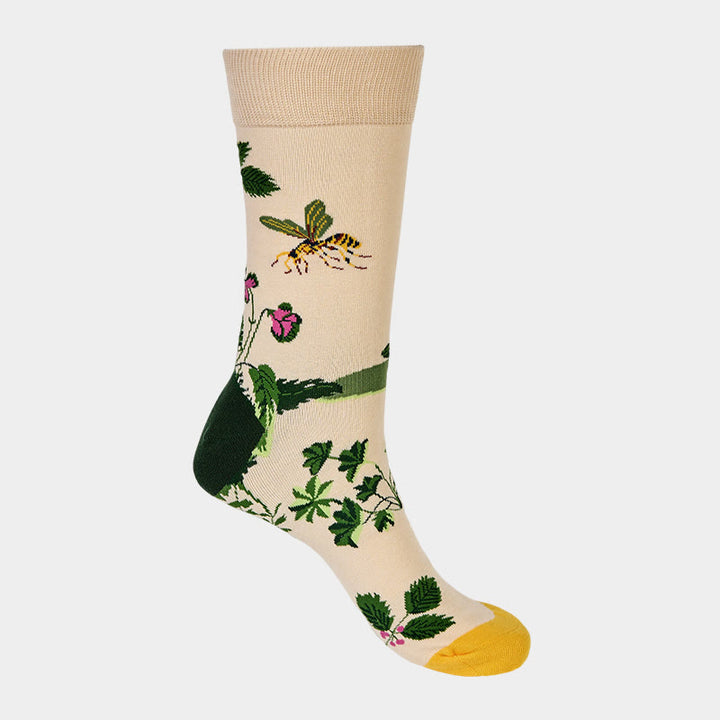 Buddha Stones Bee Frog Leaves Pattern Men Women Unisex Cotton Crew Socks - image 4