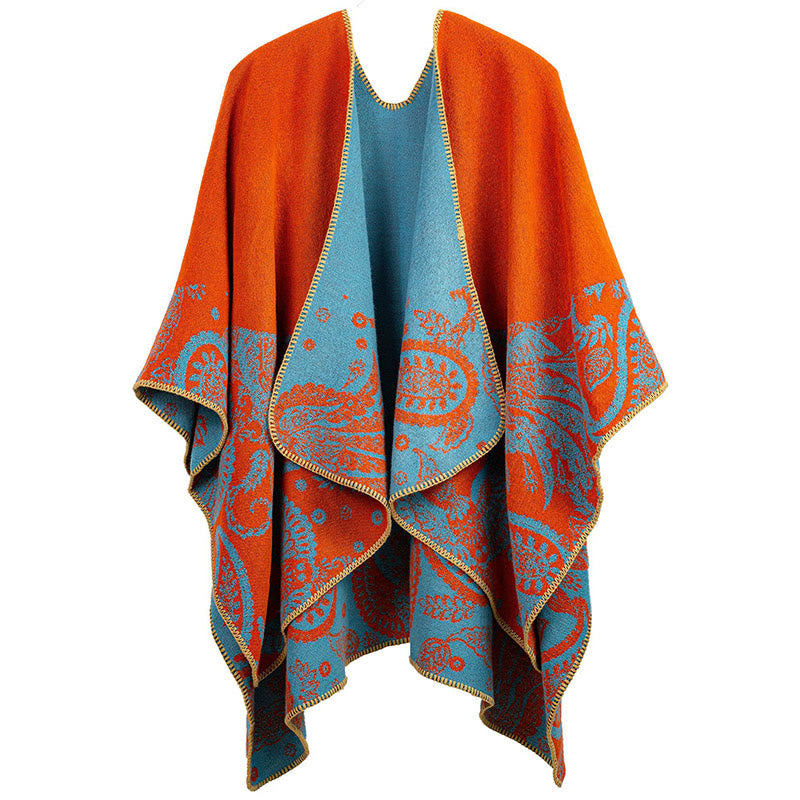 Buddha Stones Fall Winter Tibetan Paisley Pattern Shawl Thermal Cozy Unisex Scarf Wrap - DarkOrange - image 2