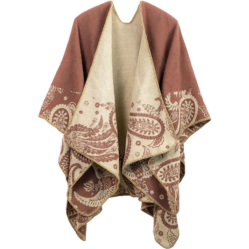 Buddha Stones Fall Winter Tibetan Paisley Pattern Shawl Thermal Cozy Unisex Scarf Wrap - IndianRed - image 1