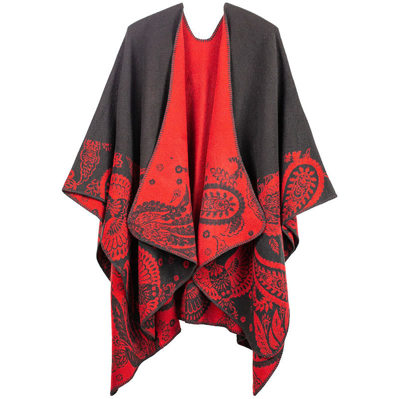 Buddha Stones Fall Winter Tibetan Paisley Pattern Shawl Thermal Cozy Unisex Scarf Wrap - Red - image 7
