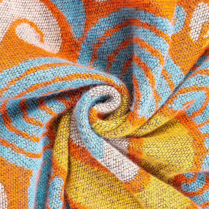 Buddha Stones Tibetan Open Front Auspicious Cloud Crane Pattern Unisex Cozy Scarf Shawl - image 2