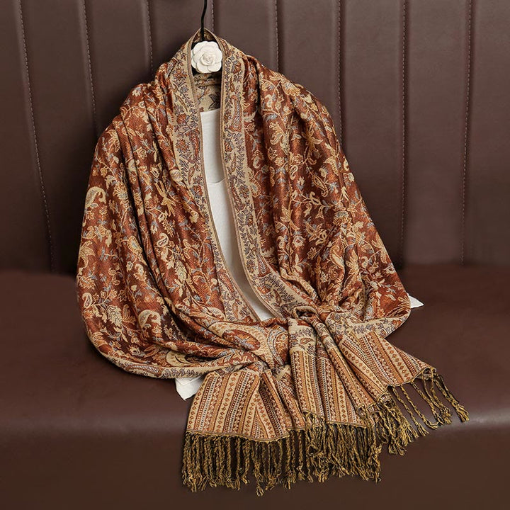 Buddha Stones Ethnic Daily Tibetan Paisley Pattern Tassel Cozy Scarf Shawl - image 21