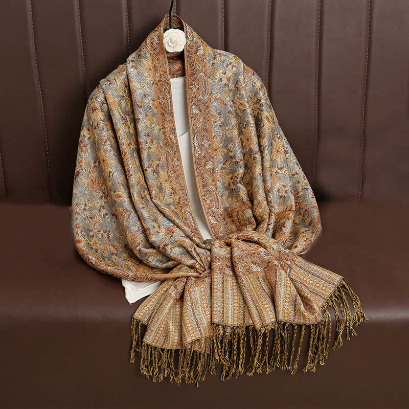 Buddha Stones Ethnic Daily Tibetan Paisley Pattern Tassel Cozy Scarf Shawl - image 35