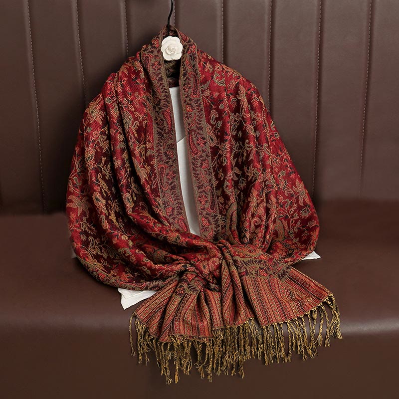 Buddha Stones Ethnic Daily Tibetan Paisley Pattern Tassel Cozy Scarf Shawl - image 5