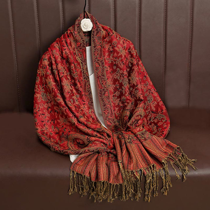 Buddha Stones Ethnic Daily Tibetan Paisley Pattern Tassel Cozy Scarf Shawl - image 3