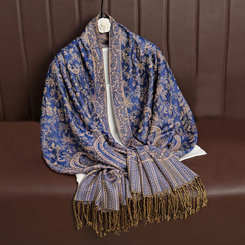 Buddha Stones Ethnic Daily Tibetan Paisley Pattern Tassel Cozy Scarf Shawl - image 11
