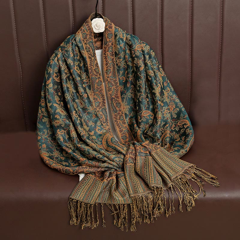 Buddha Stones Ethnic Daily Tibetan Paisley Pattern Tassel Cozy Scarf Shawl - image 31