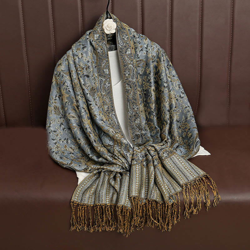 Buddha Stones Ethnic Daily Tibetan Paisley Pattern Tassel Cozy Scarf Shawl - image 25