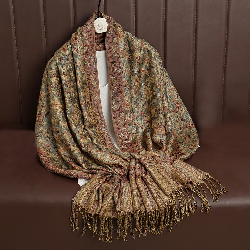 Buddha Stones Ethnic Daily Tibetan Paisley Pattern Tassel Cozy Scarf Shawl - image 29