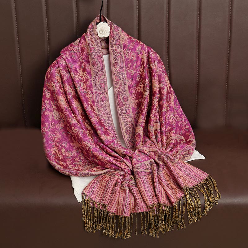 Buddha Stones Ethnic Daily Tibetan Paisley Pattern Tassel Cozy Scarf Shawl - image 15