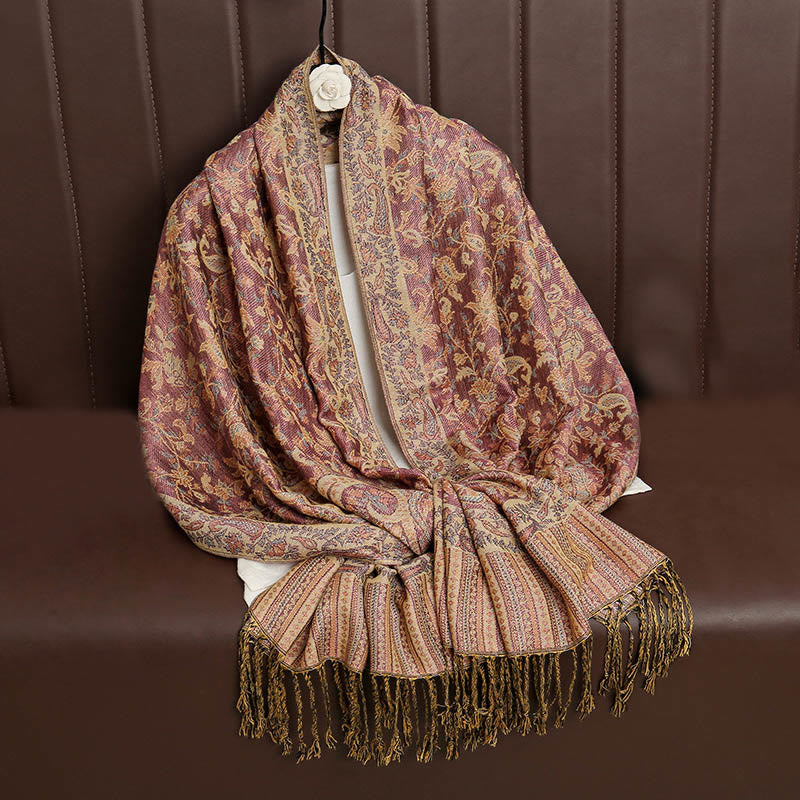 Buddha Stones Ethnic Daily Tibetan Paisley Pattern Tassel Cozy Scarf Shawl - image 33