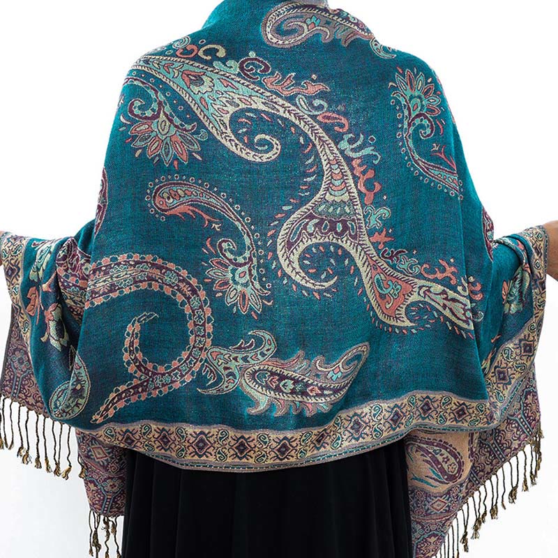 Buddha Stones Bohemia Style Tibetan Paisley Floral Pattern Tassel Cozy Scarf Shawl - image 13