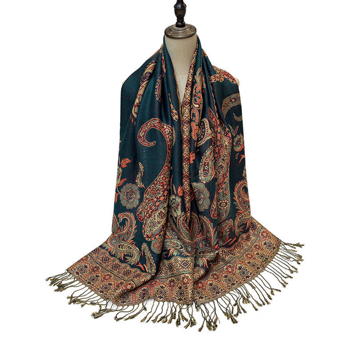 Buddha Stones Bohemia Style Tibetan Paisley Floral Pattern Tassel Cozy Scarf Shawl - image 5