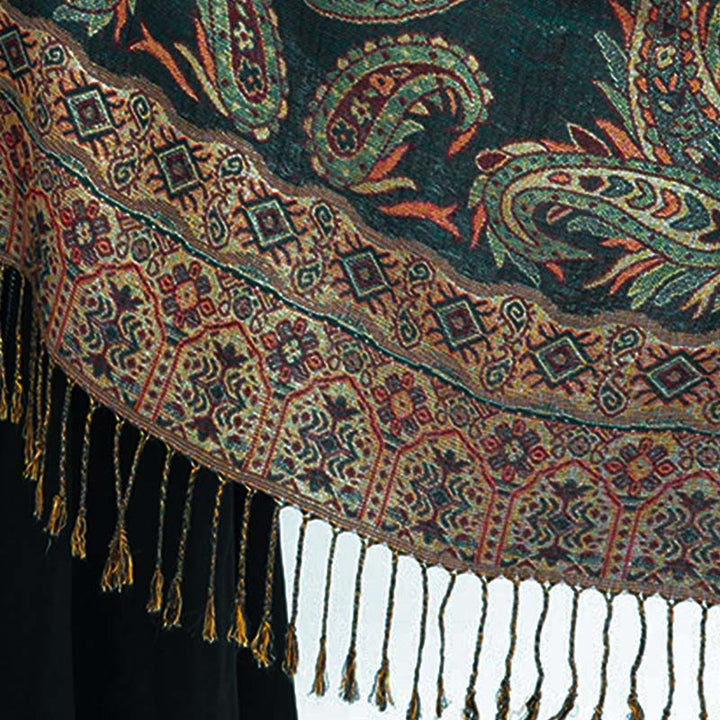 Buddha Stones Bohemia Style Tibetan Paisley Floral Pattern Tassel Cozy Scarf Shawl - image 4