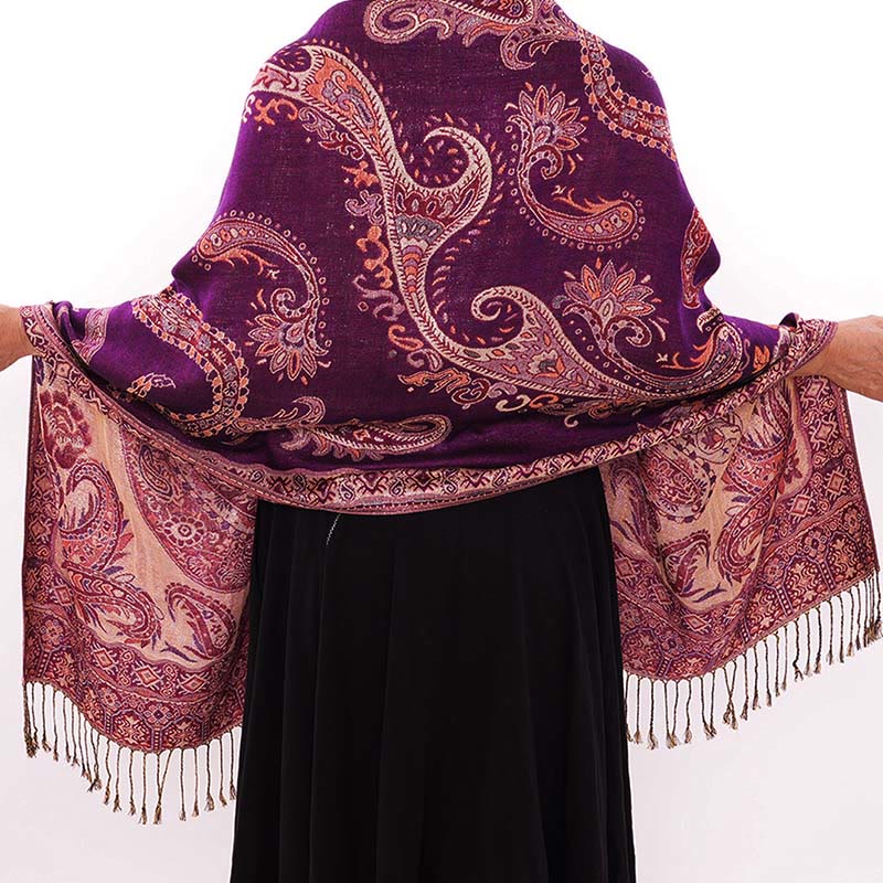 Buddha Stones Bohemia Style Tibetan Paisley Floral Pattern Tassel Cozy Scarf Shawl - image 17
