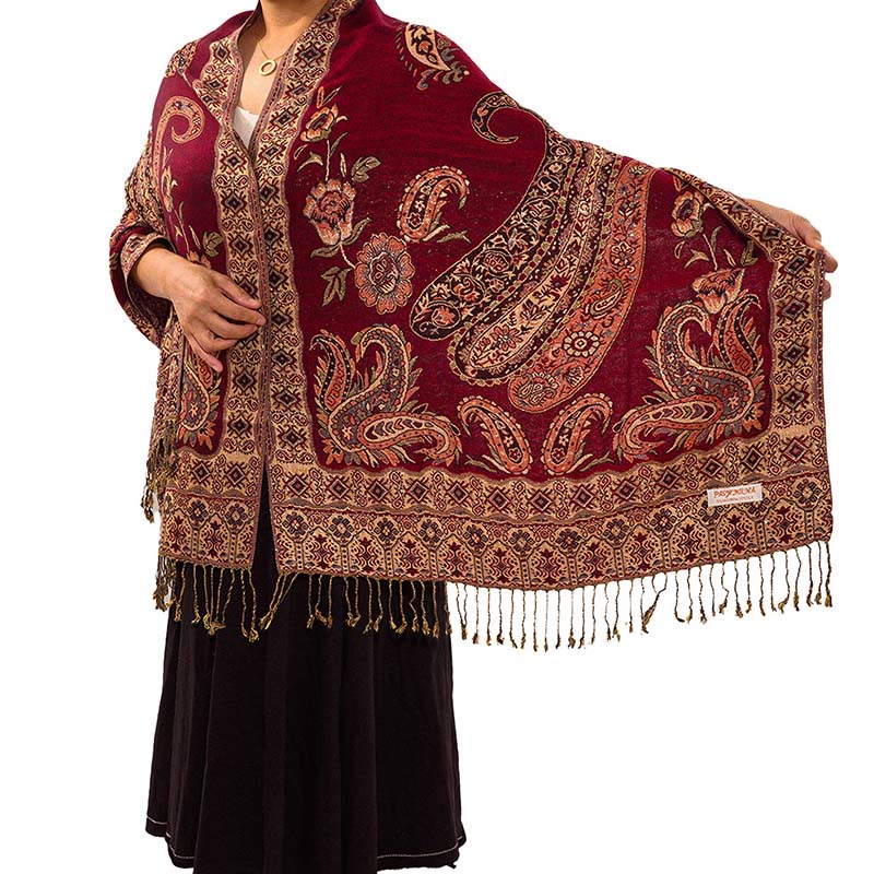 Buddha Stones Bohemia Style Tibetan Paisley Floral Pattern Tassel Cozy Scarf Shawl - image 9