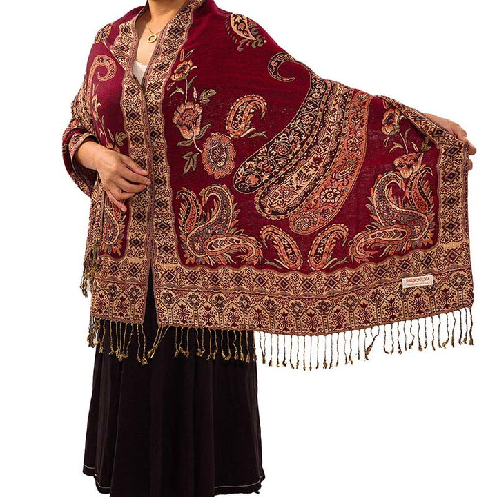 Buddha Stones Bohemia Style Tibetan Paisley Floral Pattern Tassel Cozy Scarf Shawl - image 9