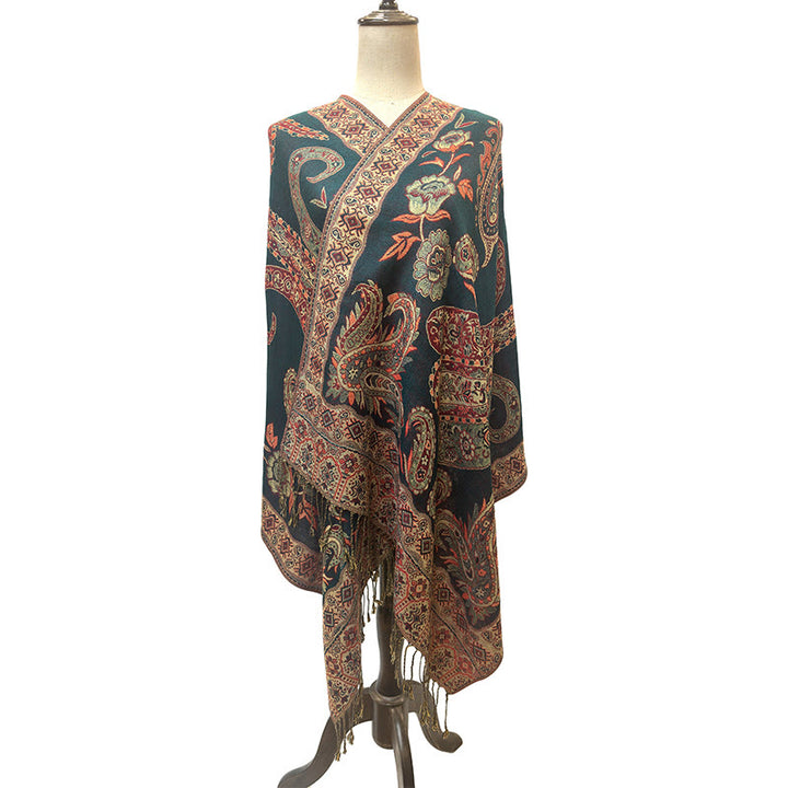 Buddha Stones Bohemia Style Tibetan Paisley Floral Pattern Tassel Cozy Scarf Shawl - image 15