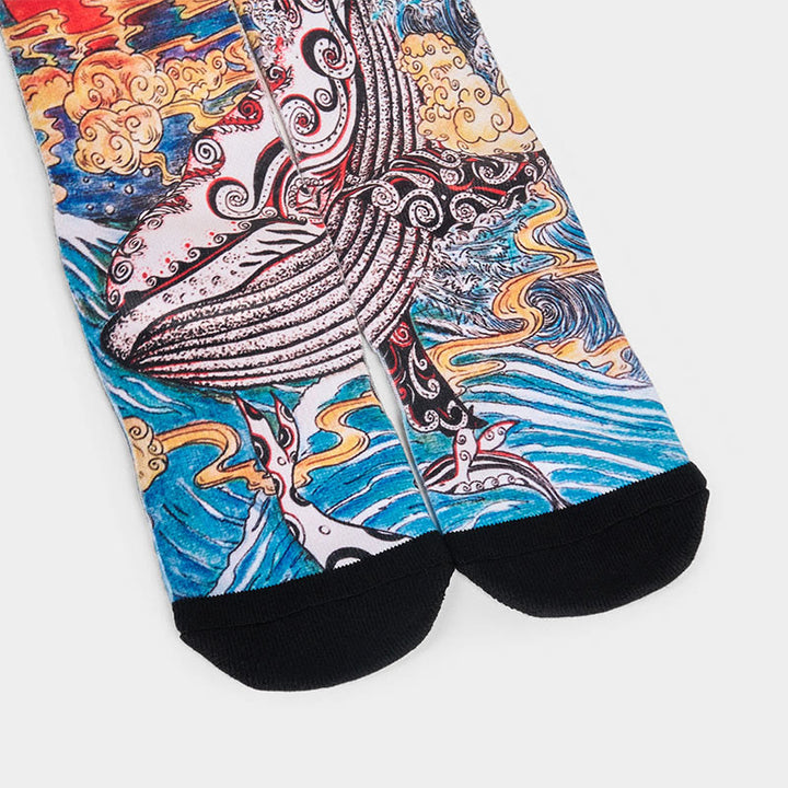 Buddha Stones Casual Whale Waves Sunset Micro Crew Men Women Unisex Socks - image 3