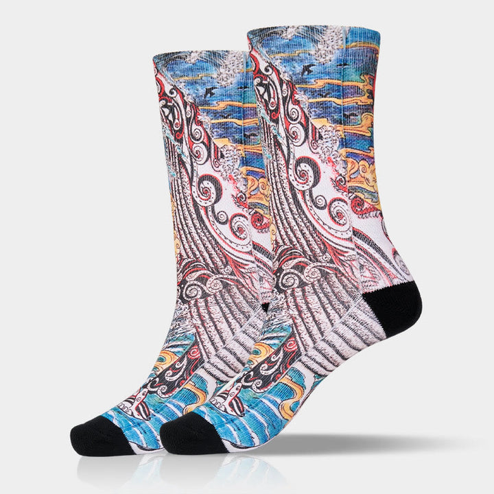 Buddha Stones Casual Whale Waves Sunset Micro Crew Men Women Unisex Socks - image 10