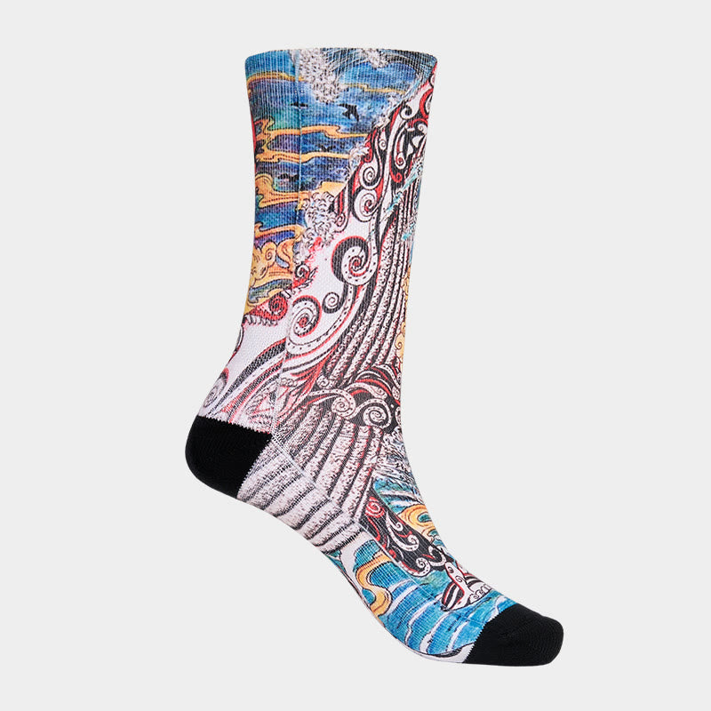 Buddha Stones Casual Whale Waves Sunset Micro Crew Men Women Unisex Socks - image 8