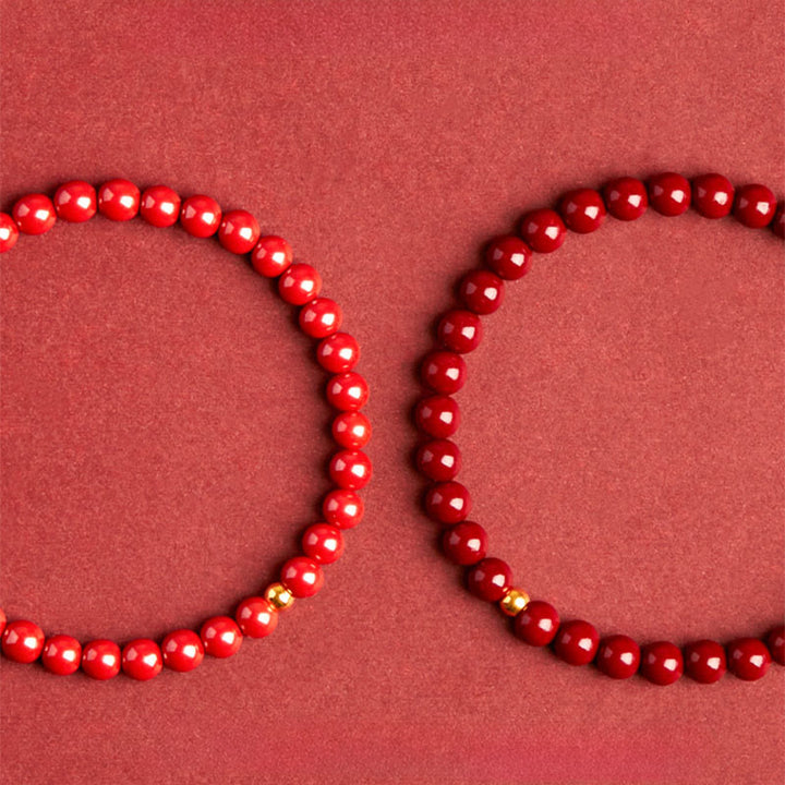 Buddha Stones 999 Gold Cinnabar Simple Design Concentration Bracelet - image 12