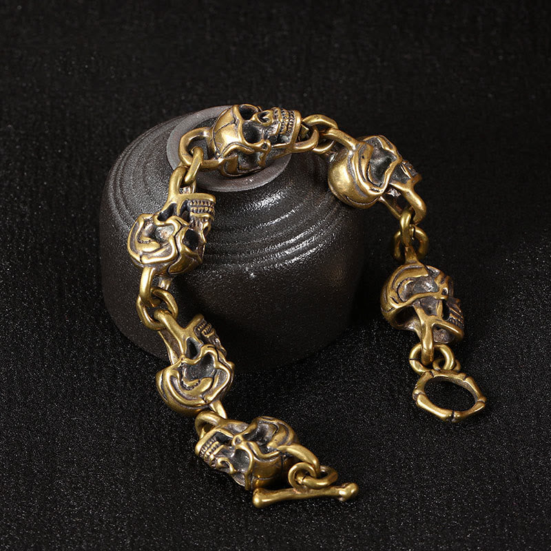 Buddha Stones Retro Copper Brass Skull The Lord Of The Corpse Forest Protection Bracelet - image 8