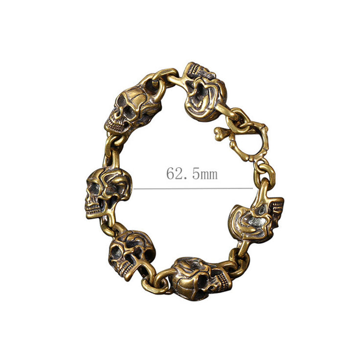 Buddha Stones Retro Copper Brass Skull The Lord Of The Corpse Forest Protection Bracelet - image 11
