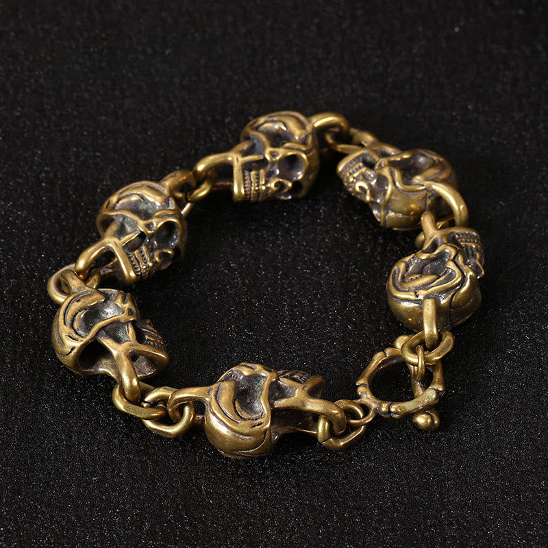 Buddha Stones Retro Copper Brass Skull The Lord Of The Corpse Forest Protection Bracelet - image 2