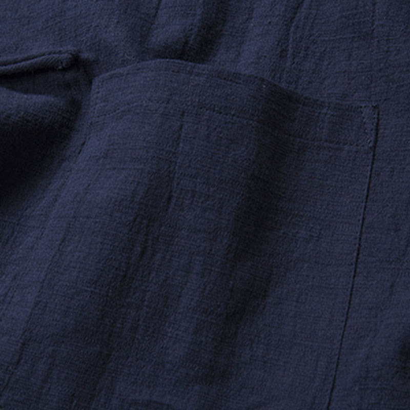 Buddha Stones Solid Color Casual Frog-button Men's Shirt Clothing - image 14