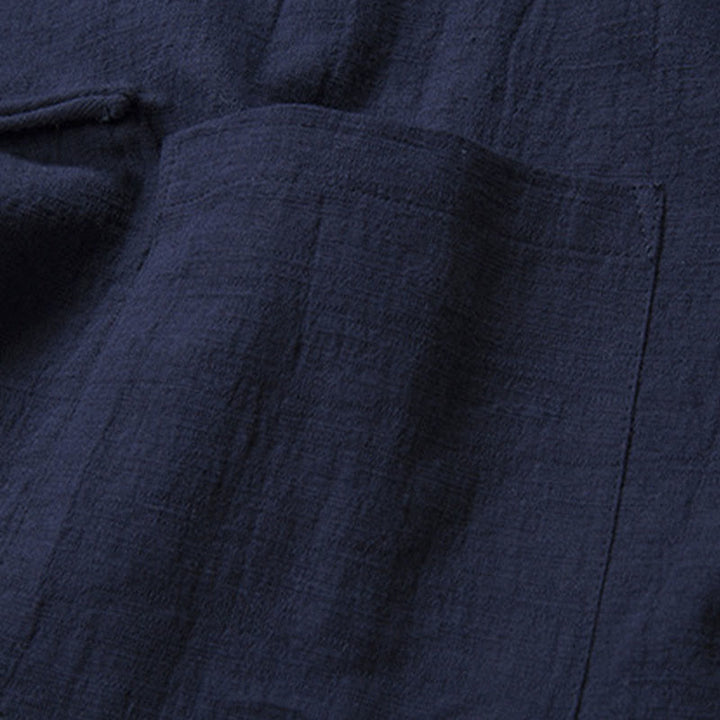 Buddha Stones Solid Color Casual Frog-button Men's Shirt Clothing - image 14