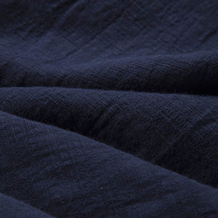 Buddha Stones Solid Color Casual Frog-button Men's Shirt Clothing - image 19