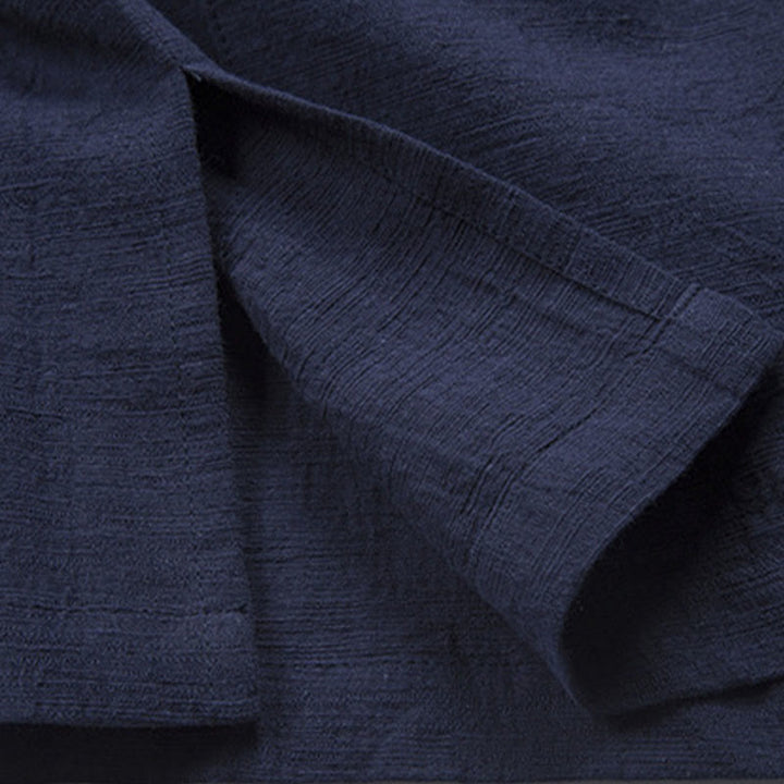 Buddha Stones Solid Color Casual Frog-button Men's Shirt Clothing - image 16