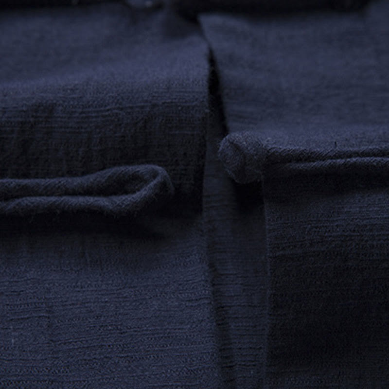 Buddha Stones Solid Color Casual Frog-button Men's Shirt Clothing - image 17