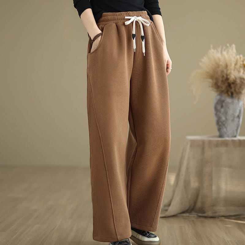 Buddha Stones Solid Color Drawstring Women's Wide Leg Pants With Pockets - image 3