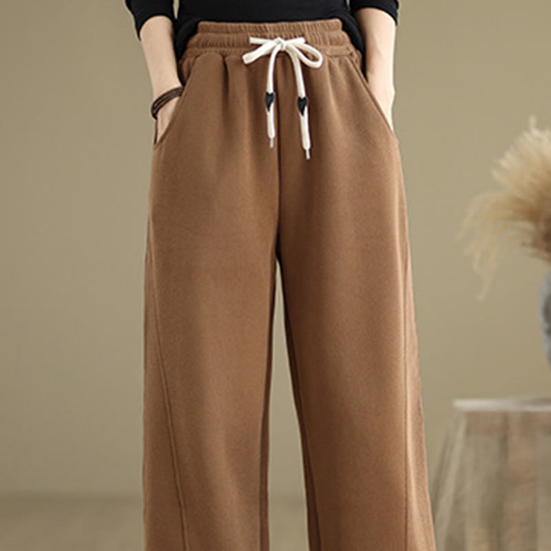 Buddha Stones Solid Color Drawstring Women's Wide Leg Pants With Pockets - image 5